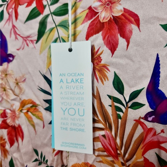 SHORE Pink Tube Top Tropical Palazzo Pants SET X-Small Resortwear NWT $256 - Picture 6 of 7